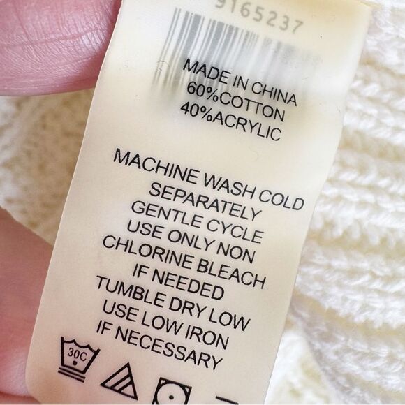 VINCE CAMUTO Cream Chunky Knit Turtleneck Sweater Asymmetric Hem Size L - Picture 10 of 10